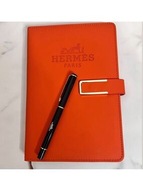 Hermes VIP/GWP Orange Vegan Notebook Journal Magnetic Closure w/ Pen